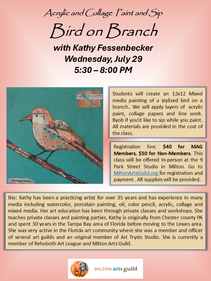 Class: Paint & Sip - Bird on Branch - Image 2